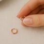 Mini 18ct Rose Gold Sterling Silver Huggie Sleeper Hoop Earrings – 10mm, thumbnail 1 of 6