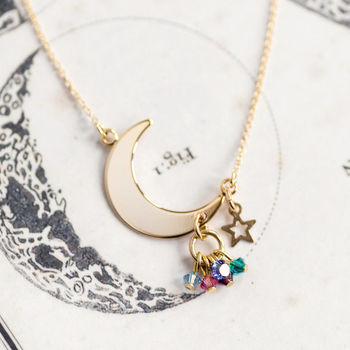 Moon And Star Family Birthstone Charm Necklace, 2 of 10