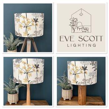 Hedgerow Charcoal And Ochre Botanical Drum Lampshades, 10 of 10
