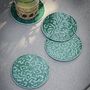 Set Of Four Floral Coasters In Green, thumbnail 1 of 2