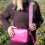 Fuchsia Pink Dogtooth Bag Strap | Extra Long Crossbody Replacement Bag Strap, thumbnail 1 of 3