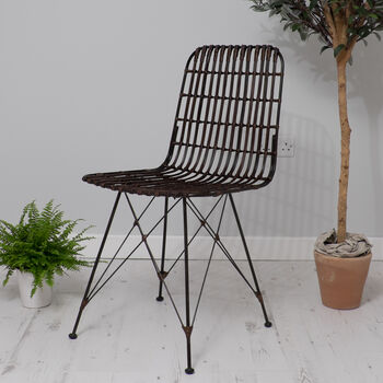 Rattan Scandi Style Dining Chair Brown, 4 of 5