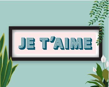 Framed Je T'aime Typography Print, 5 of 6