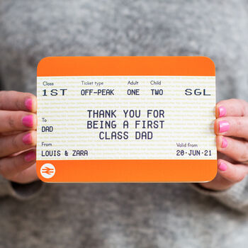 Train Ticket Personalised Father's Day Card, 2 of 5