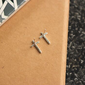 Cross Stud Earrings Christian Jewellery Sterling Silver, 4 of 8