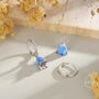 Sterling Silver Enamel Bluebell Flower Huggie Hoop Earrings, thumbnail 3 of 10