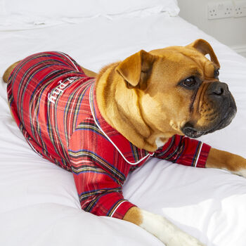 Personalised Tartan Christmas Dog Pyjamas, 9 of 12