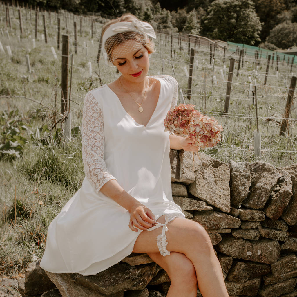 Personalised Tie Style Gold Heart Bridal Garter By Silver