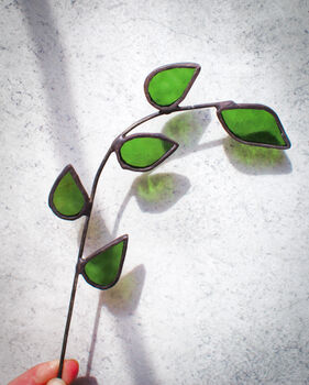 Olive Green Foliage Stained Glass Faux Flowers, 3 of 5