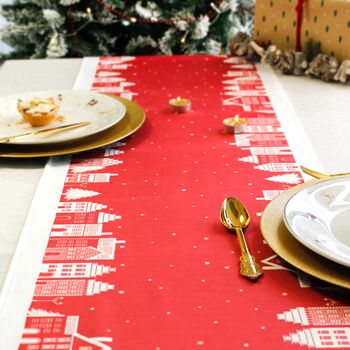 Christmas Table Place Mats Red Village Four Pack, 3 of 5