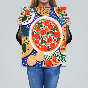 Margherita Mezze Pizza Kitchen Vibrant Wall Art Print, 2 of 6