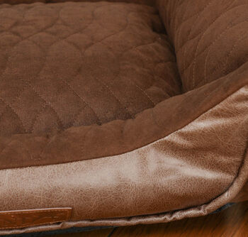 Luxury Quilted Dog Bed With Faux Leather, 6 of 7