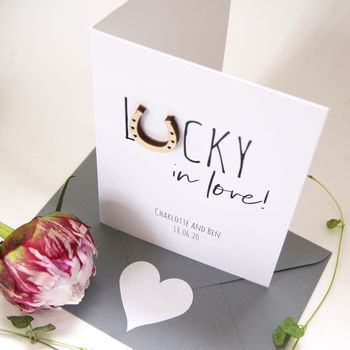 Lucky In Love Engagement And Wedding Card, 3 of 5