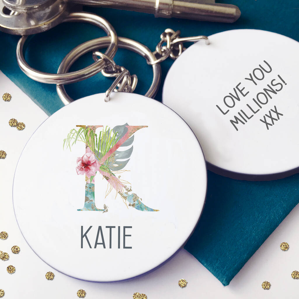 Image of Personalised Floral Monogram Keyring