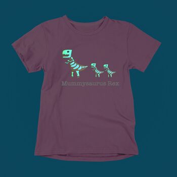 Mumasaurus Dinosaur T Shirt Glow In The Dark, 3 of 7