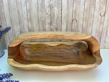 Hand Carved Teak Wooden Root Trug Flower Holder Storage, 2 of 8