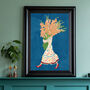 Custom Boho Dress Woman Holding Flowers Art Print, thumbnail 2 of 9