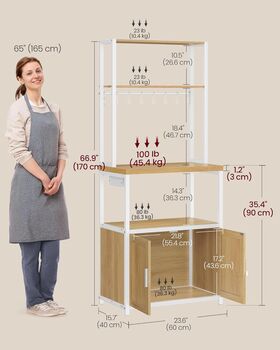 Coffee Bar Cabinet Bakers Rack With Outlet, 2 of 7