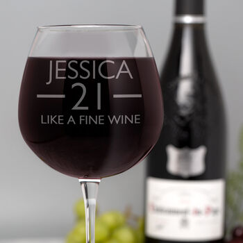 Personalised Birthday Aged Wine Glass Holds A Whole Bottle, 3 of 9