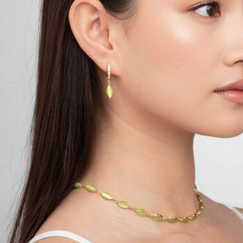 Nekomeishi Semi Precious Green Cats Eye Earrings, 4 of 5