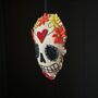 Felt Skull With Flowers Hanging Halloween Decoration, thumbnail 2 of 2