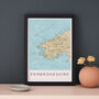 Framed And Personalised Pembrokeshire Wales Map Print, thumbnail 4 of 4