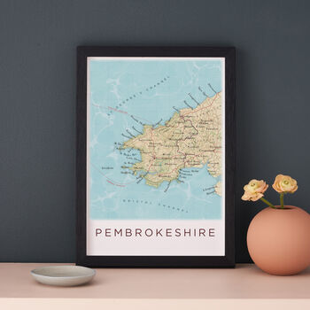 Framed And Personalised Pembrokeshire Wales Map Print, 4 of 4
