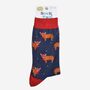 Men's Bamboo Socks Christmas Highland Cow Navy Red, thumbnail 5 of 5