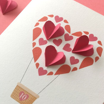 Happy Anniversary Paper Heart Hot Air Balloon Card, 3 of 7