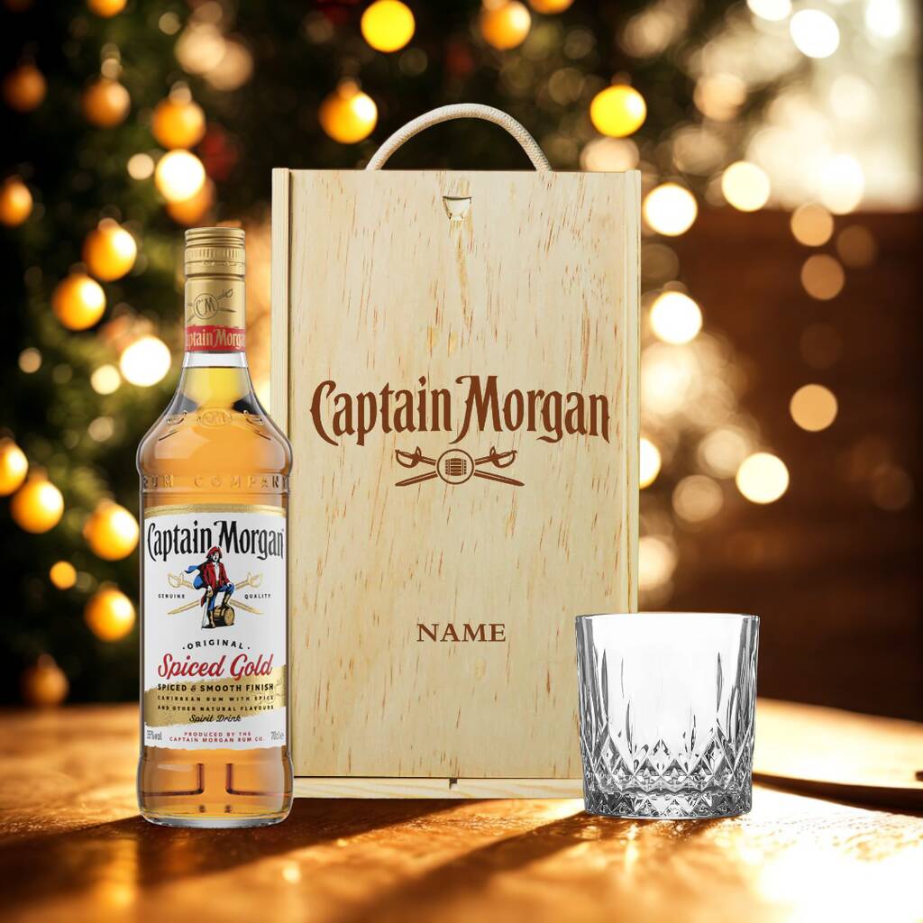 Personalised Captain Morgans Spiced Rum Gift Set With Glass, 1 of 4