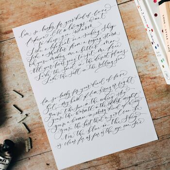 Personalised Handwritten Calligraphy Wedding Vows, 3 of 6