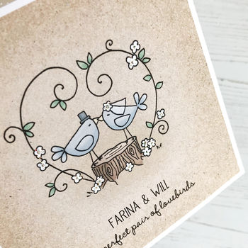 A Perfect Pair Of Lovebirds, Personalised Wedding Card, 2 of 3