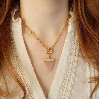 Triangle Gemstone 24 K Gold Plated Chain Necklace, 2 of 3