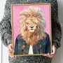 Custom Fashion Lion Denim Jacket Art Print, thumbnail 1 of 8