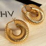 Thick Lightweight Textured Creole Hoop Earrings, thumbnail 3 of 4