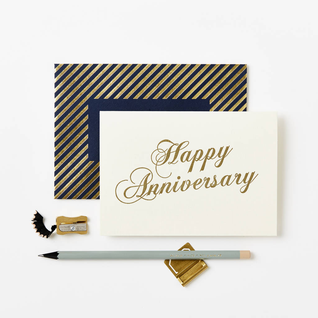 Gold Happy Anniversary Card By Katie Leamon | notonthehighstreet.com