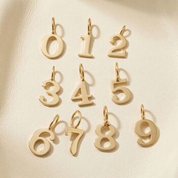 18ct Gold Plated Number Pendant Charm Necklace, 4 of 5