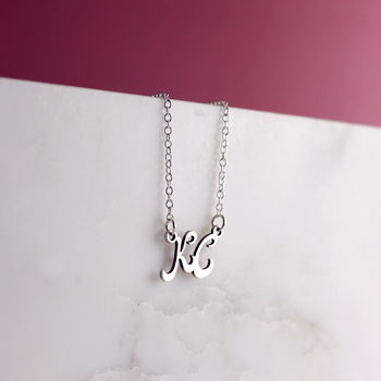 Couples Sterling Silver Initial Necklace, 7 of 11