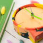 Orange, Yellow And Green Marbled Jesmonite Clock, thumbnail 4 of 5