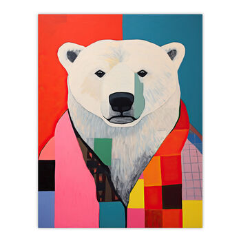 Precious Polar Bear Fun Bright Colourful Wall Art Print, 6 of 6