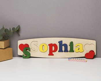 Personalised Name Puzzle With Hearts, 3 of 6