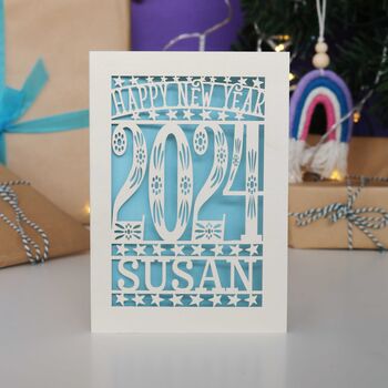 Personalised Papercut Happy New Year Card, 6 of 12