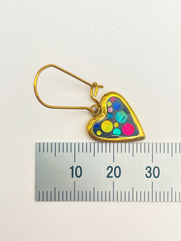 Mini Disco Heart Earrings Handmade With Colourful Sparkles, 9 of 10