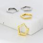 Sterling Silver Pentagon Huggie Hoop Earrings, thumbnail 3 of 12