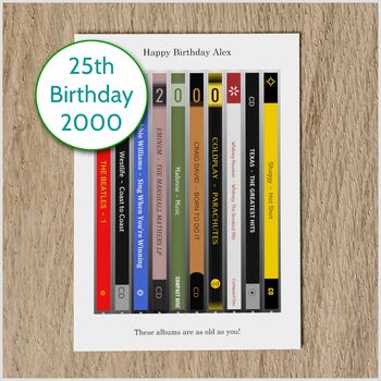 Personalised 25th Birthday Card Music Albums, 6 of 6