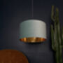 Sea Green Velvet Lampshades With Gold Lining, thumbnail 2 of 9