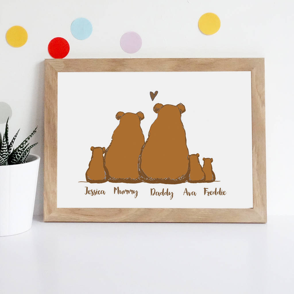 personalised bear family print by giddy kipper | notonthehighstreet.com