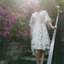 Anna Linen Blend Wrap Dress With Leaf Print, thumbnail 1 of 9