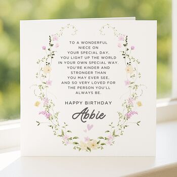 Niece Birthday Poem Card Personalised For Her, 4 of 8