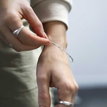 Sterling Silver Fine Twisted Bangle, 4 of 9